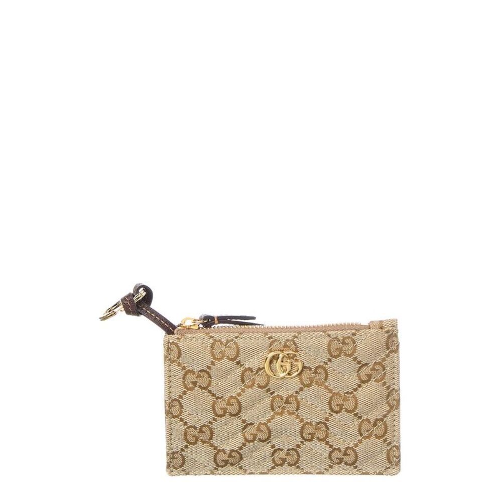 Gucci Gg Marmont Zip Gg Canvas & Leather Key Pouch, Brown
